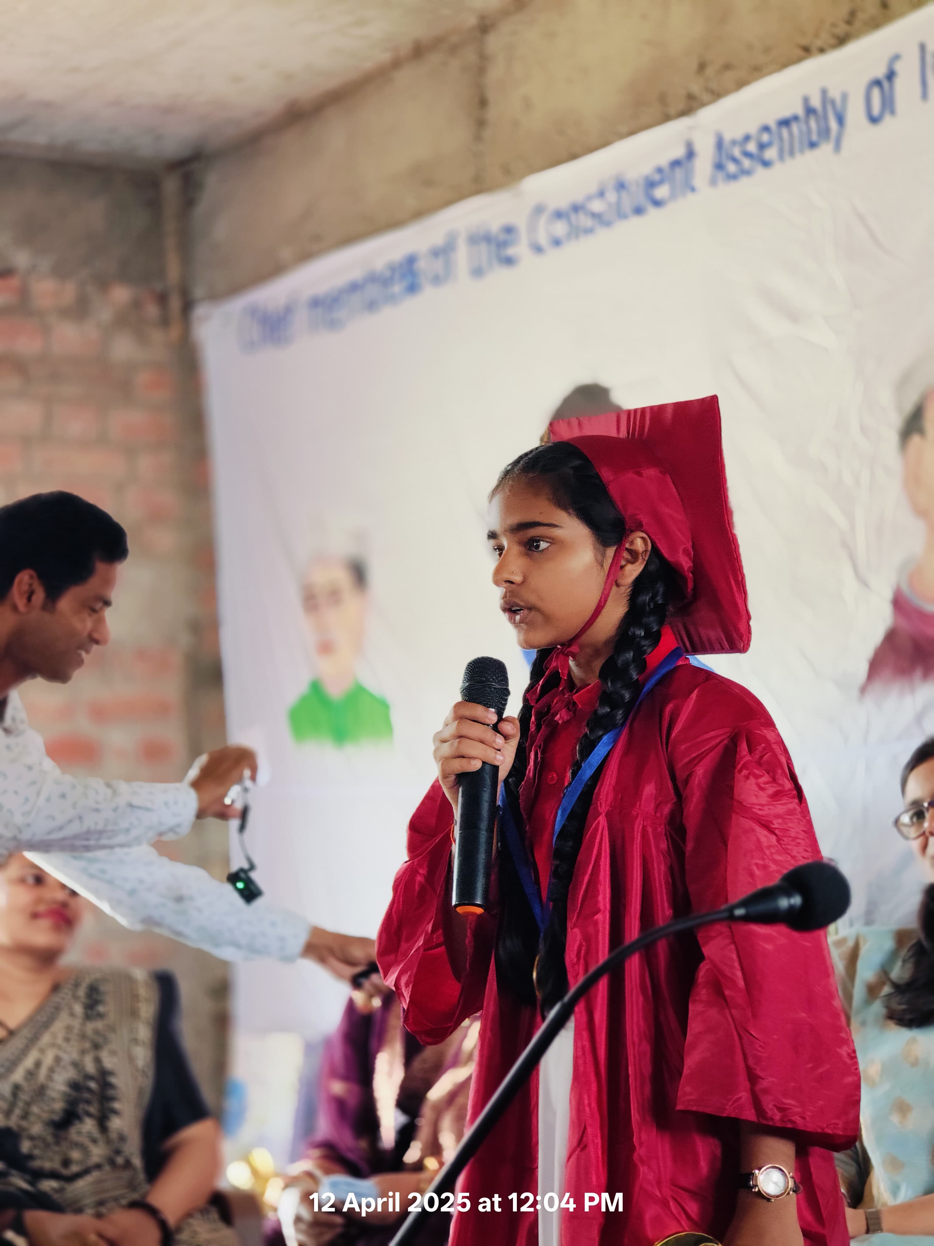 Student speaking at a school event